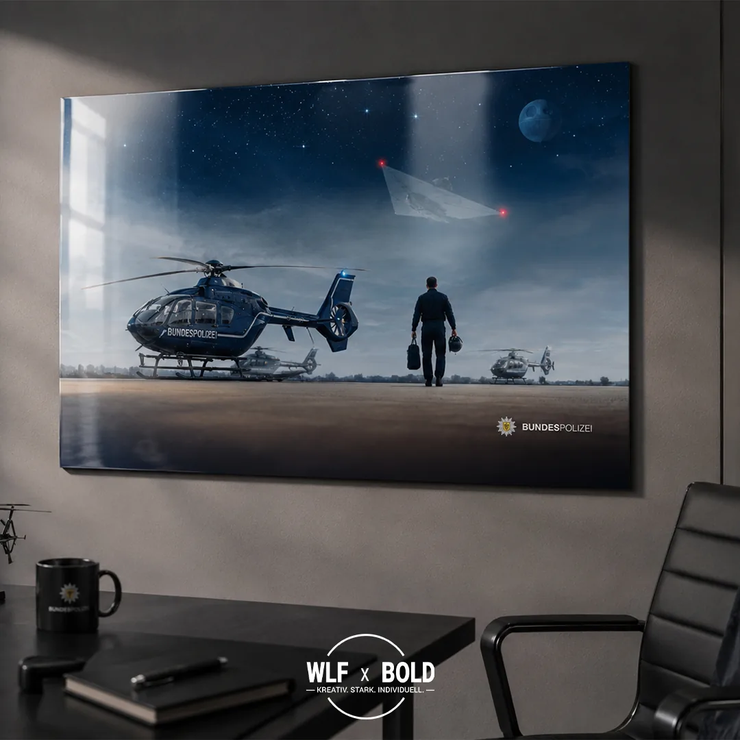 Individuelles Metallposter Bundespolizei Hubschrauber aus Wellendingen