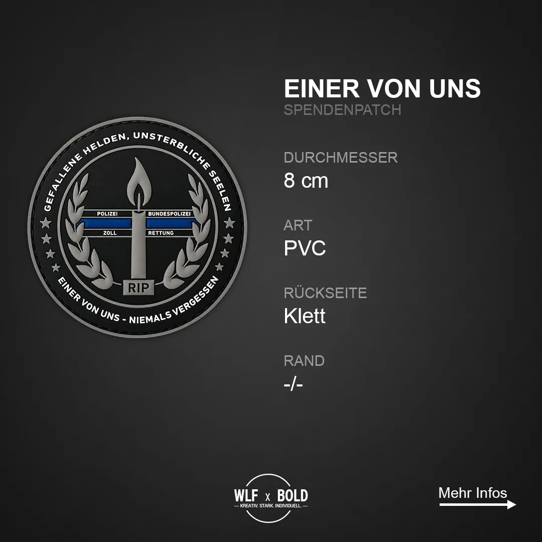 Individueller Spendenpatch Einer von uns Gedenkpatch Einsatzkräfte