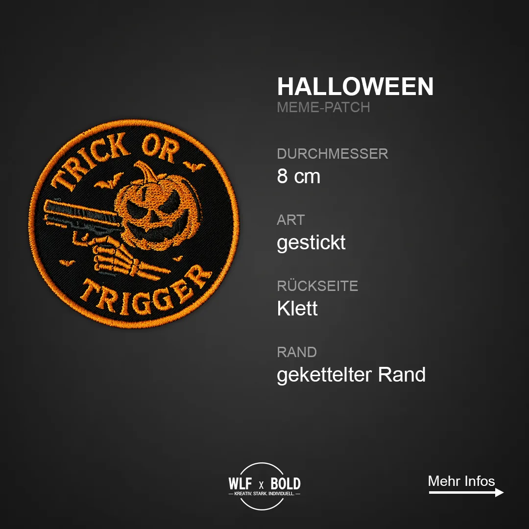 Individueller Patch Trick or Trigger Halloween Fun-Patch