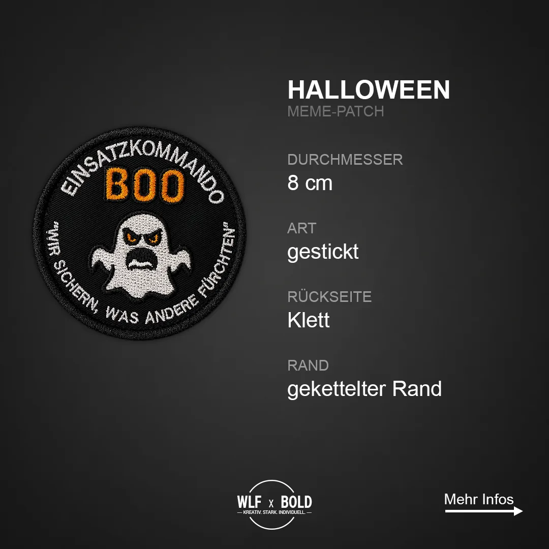 Individueller Patch Einsatzkommando Boo Halloween Fun-Patch