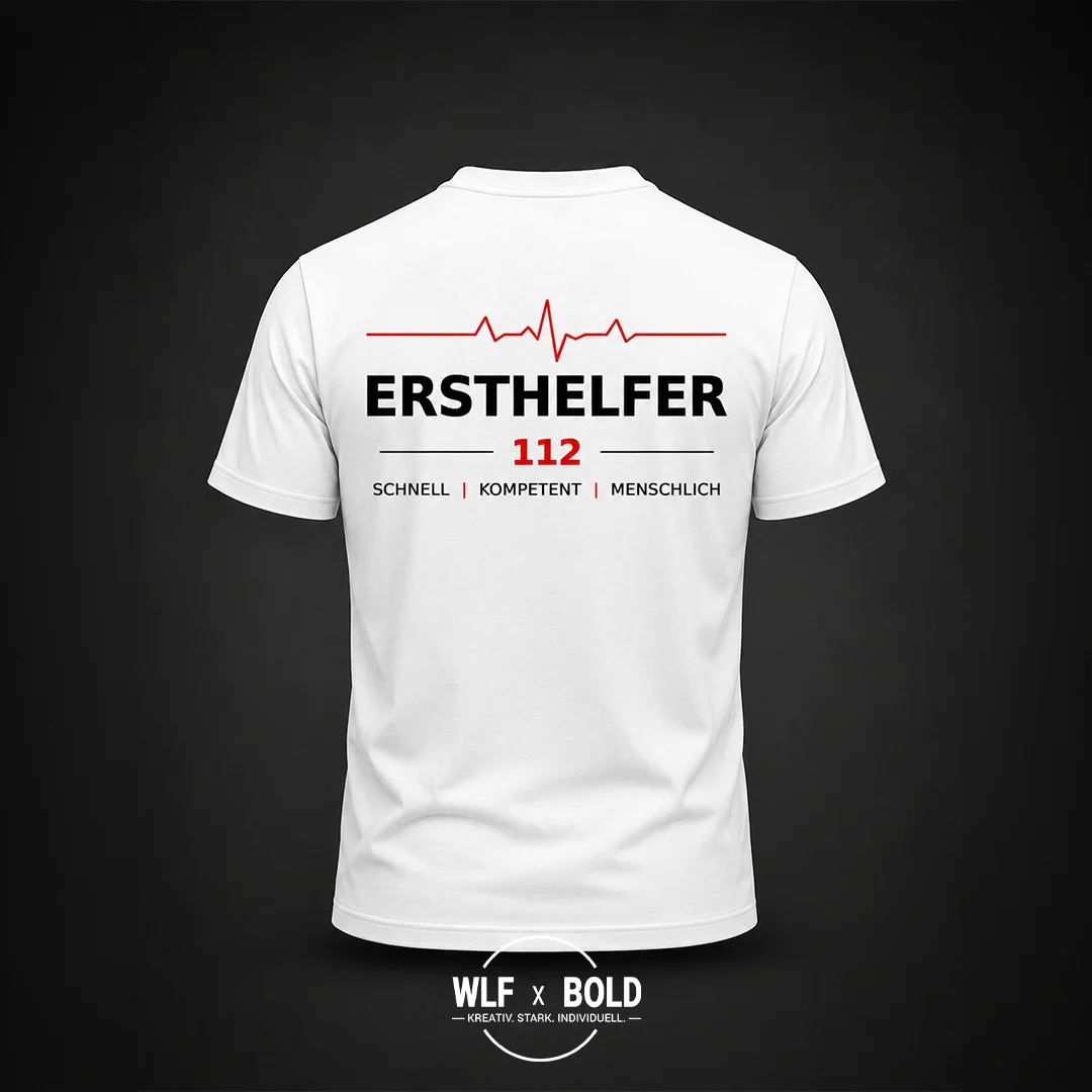 Bedrucktes Ersthelfer T-Shirt DTF-Druck WLF X BOLD